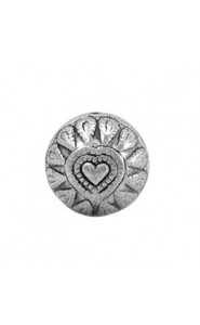 Metal bead disc heart 14x12mm Antique silver